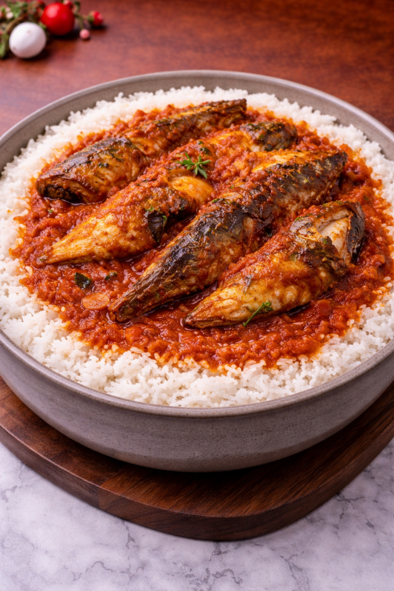 Ghanaian Rice with Smoked Fish Stew Recipe