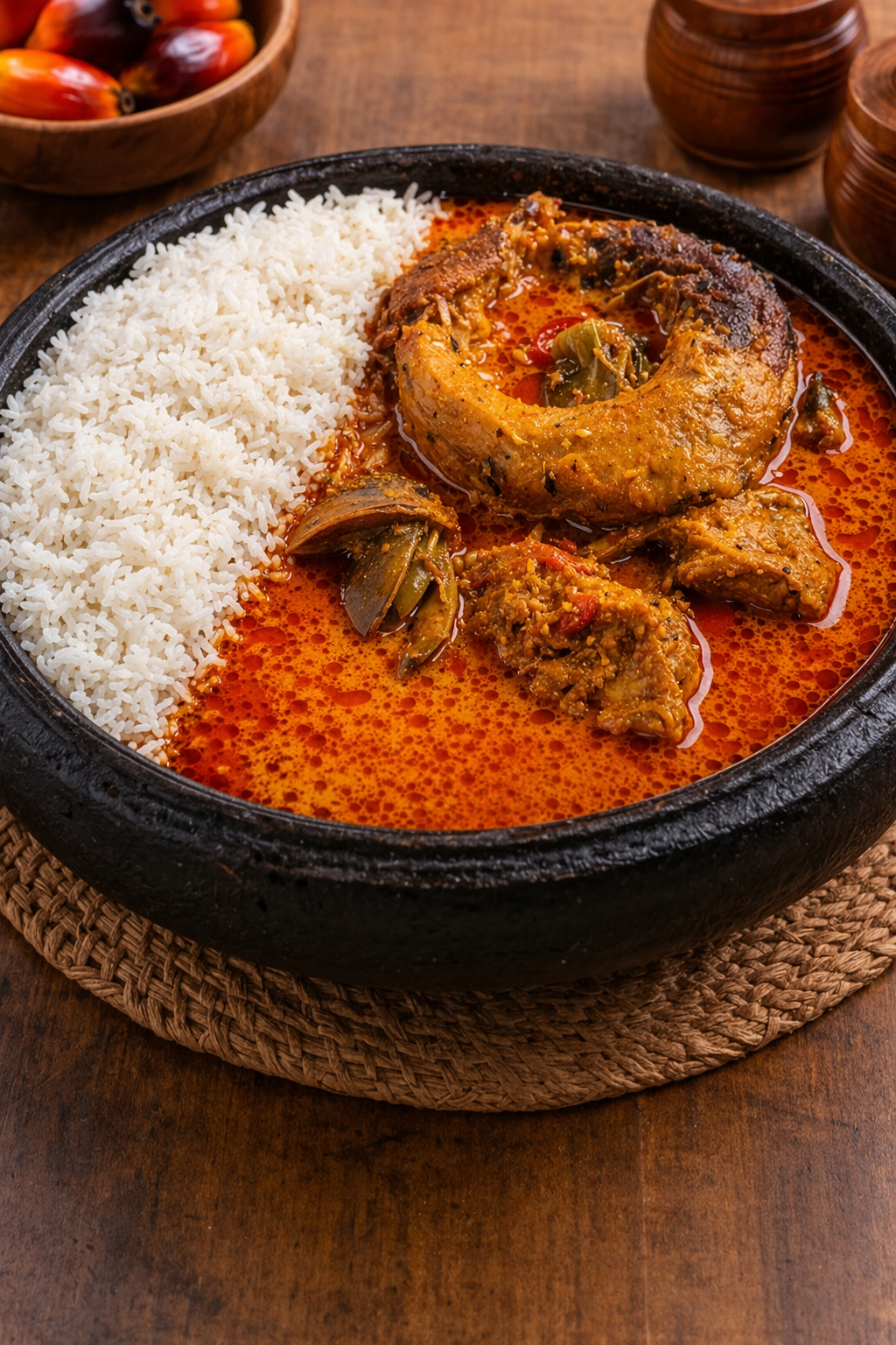 Ghanaian Rice with Palm Nut Soup Recipe