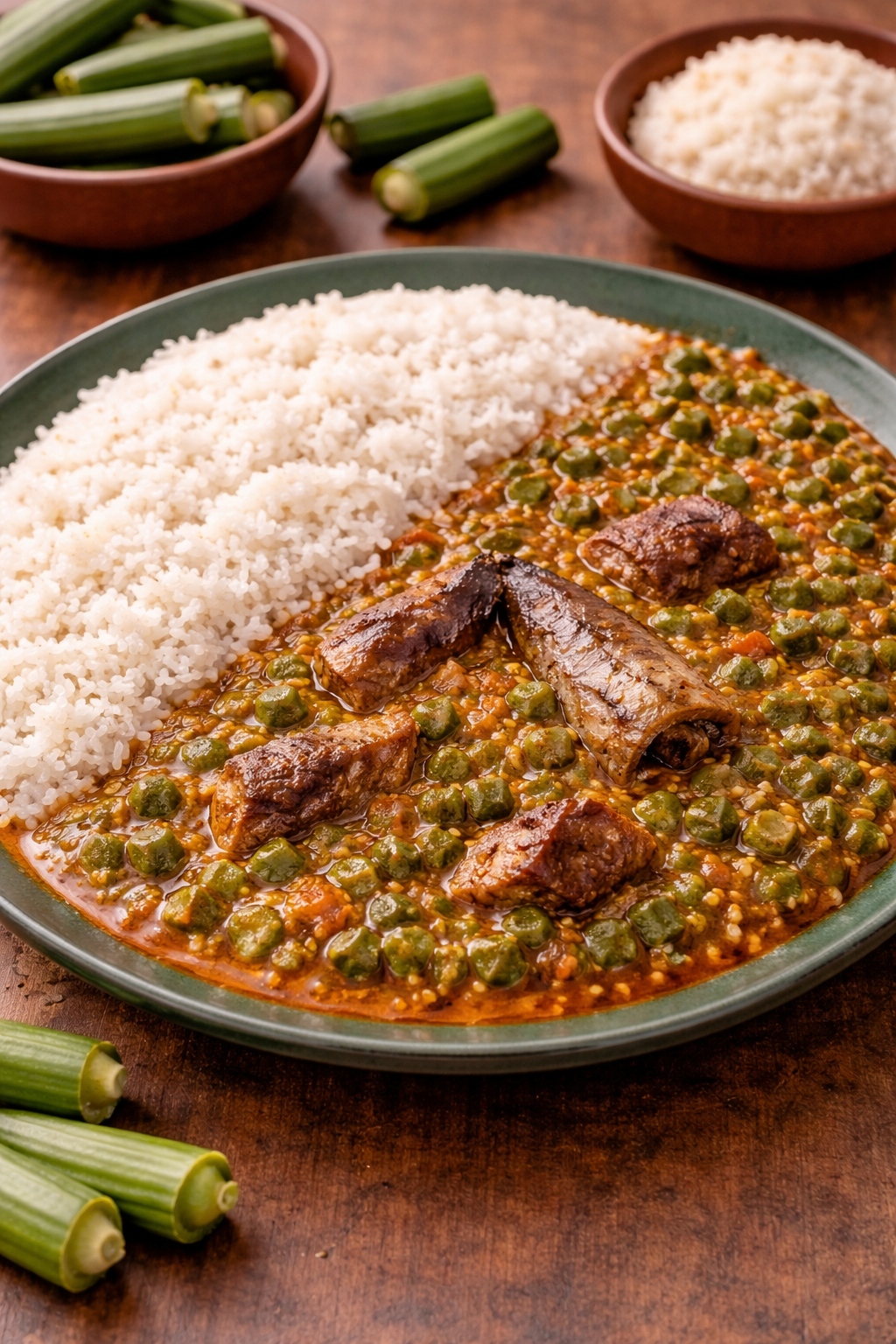 Ghanaian Rice with Okro Stew Recipe