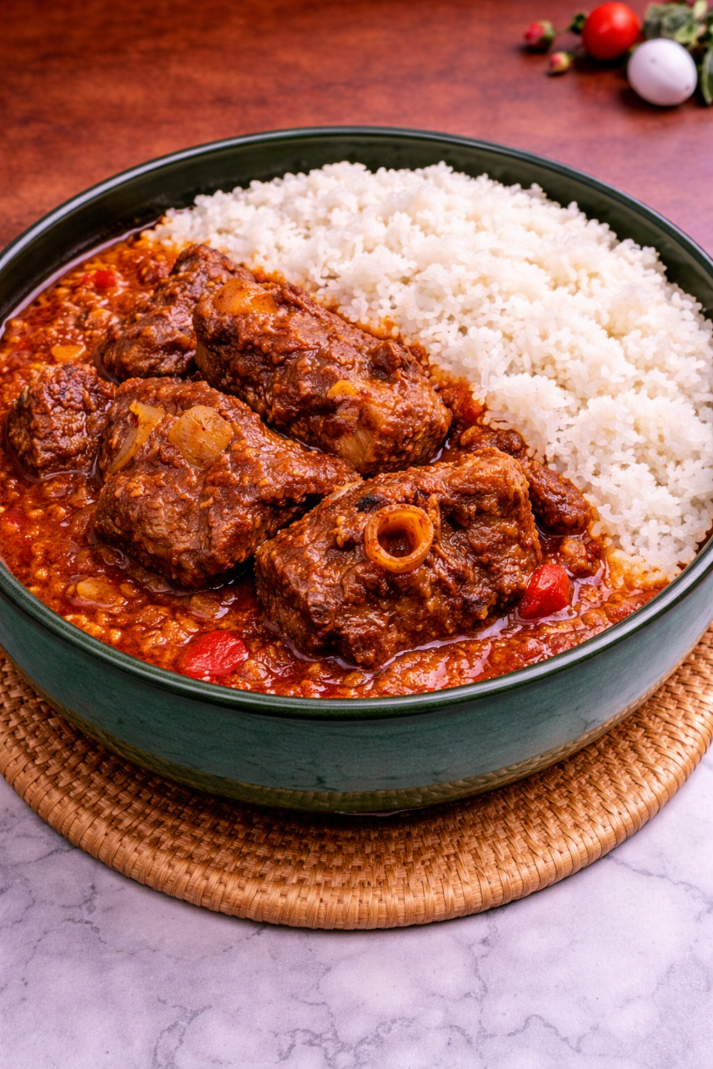 Ghanaian Rice with Oxtail Stew Recipe