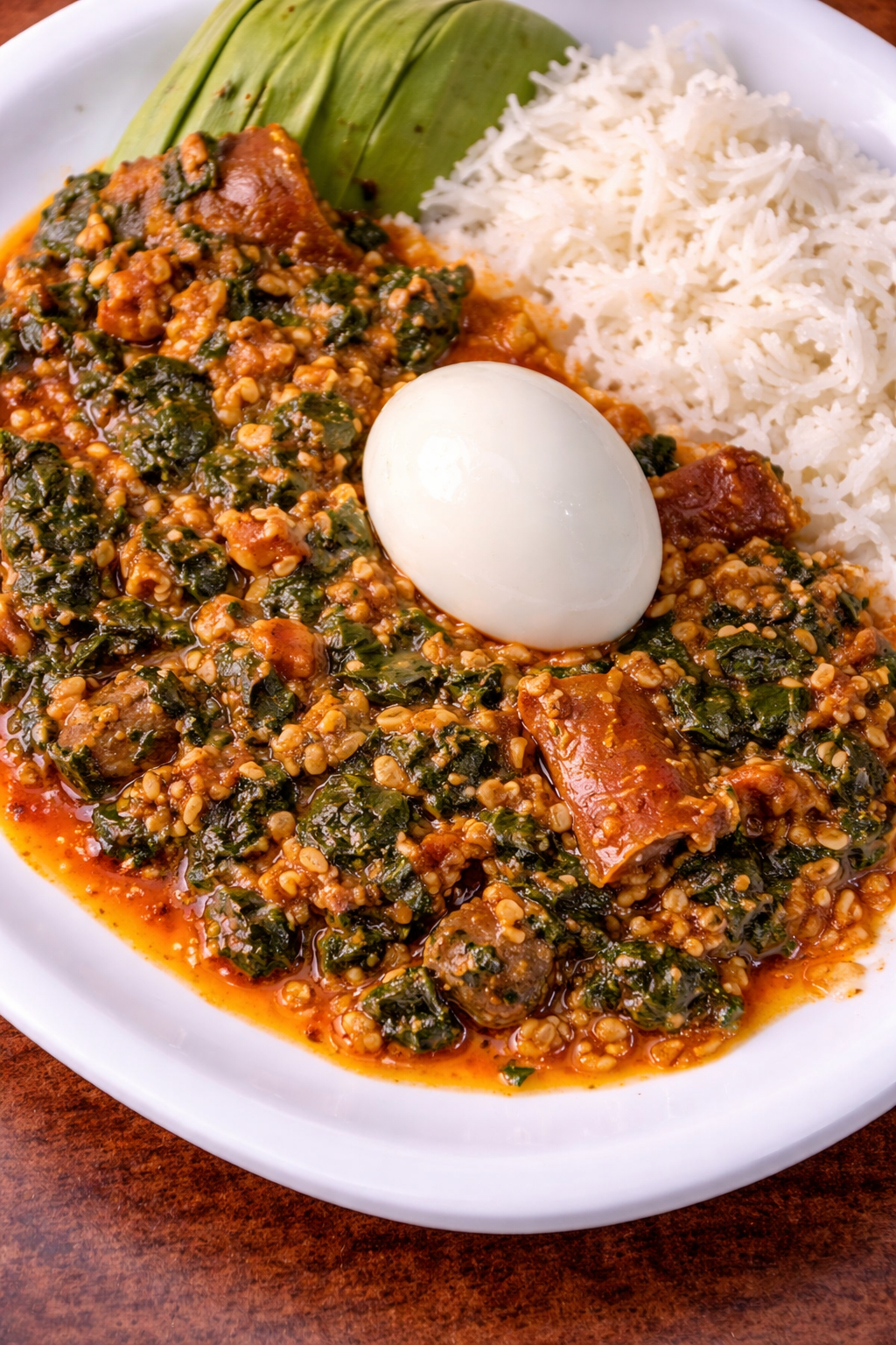 Ghanaian Rice and Kontomire Stew with Eggs Recipe